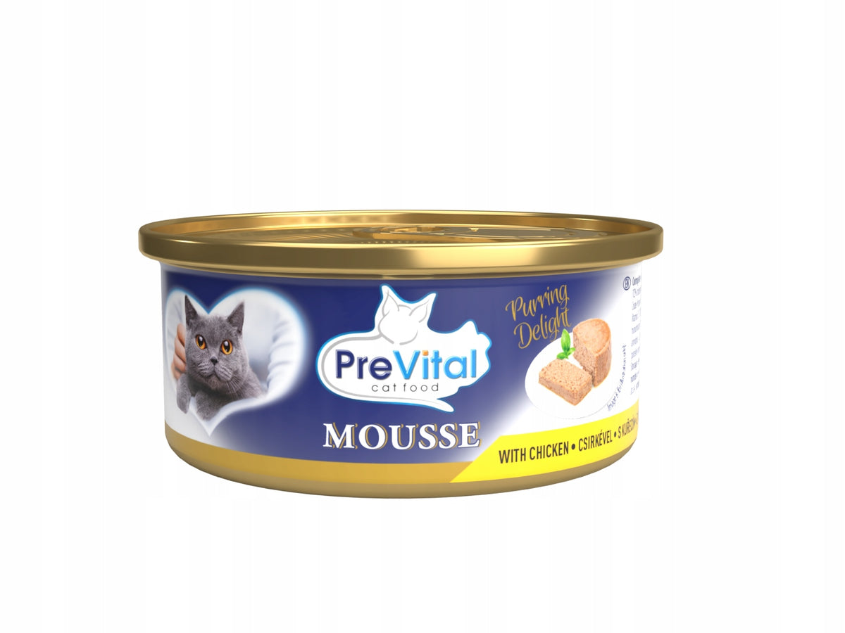 Prevital mokra karma dla kota mus z kurczakiem 12 x 85 g – dla dorosłych kotów, puszki