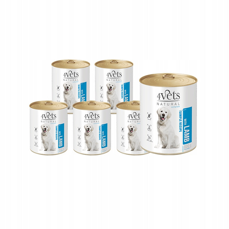 4Vets Natural mokra karma dla psa z jagnięciną 12 x 800 g – bezzbożowa, dla dorosłych