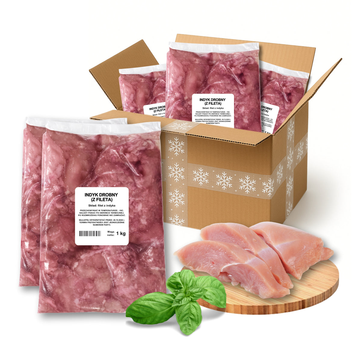 Dyzio Filet z indyka dla psa 5 kg mrożony – 100% mięsa, BARF, 5 porcji po 1 kg