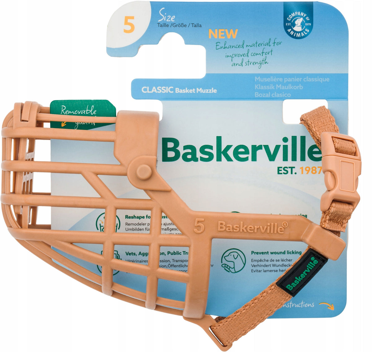 Baskerville Classic kaganiec dla psa z osłoną Anti Scavenge, rozmiar 5, obwód 24 cm – beżowy