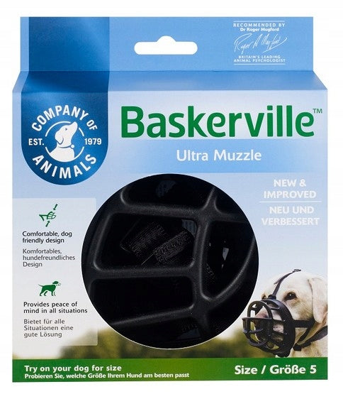 Baskerville Kaganiec fizjologiczny Ultra-5 dla psa XL, obwód pyska 36 cm – czarny