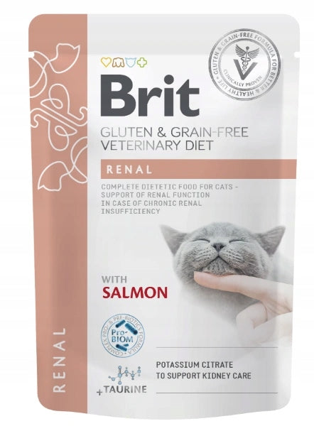 Brit Veterinary Diets Renal mokra karma dla kota na nerki 12x85 g – łosoś, saszetki