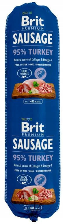 Brit Premium Sausage karma mokra dla psa z indykiem 12 x 800 g – dla dorosłych psów