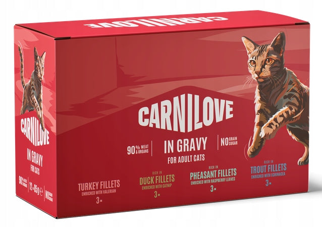 Carnilove karma mokra dla kota w sosie 12 x 85 g – mix 4 smaków, dla dorosłych kotów