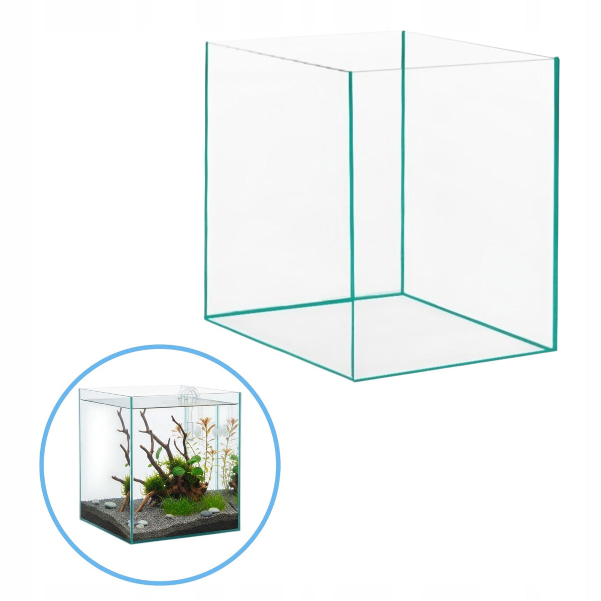 Diversa Akwarium nano kostka 31 l 30x30x35 cm ze szkła float 4 mm – dla krewetek i Wabi-Kusa
