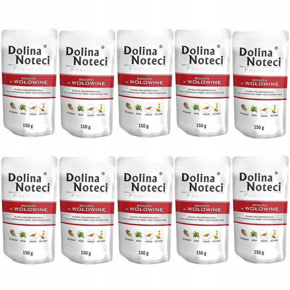 Dolina Noteci Premium mokra karma dla psa z wołowiną 10 x 150 g – bezzbożowa, saszetki