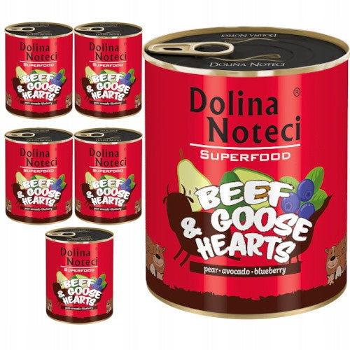 Dolina Noteci Superfood karma mokra dla psa wołowina z sercami gęsi bezzbożowa – 6 x 800 g