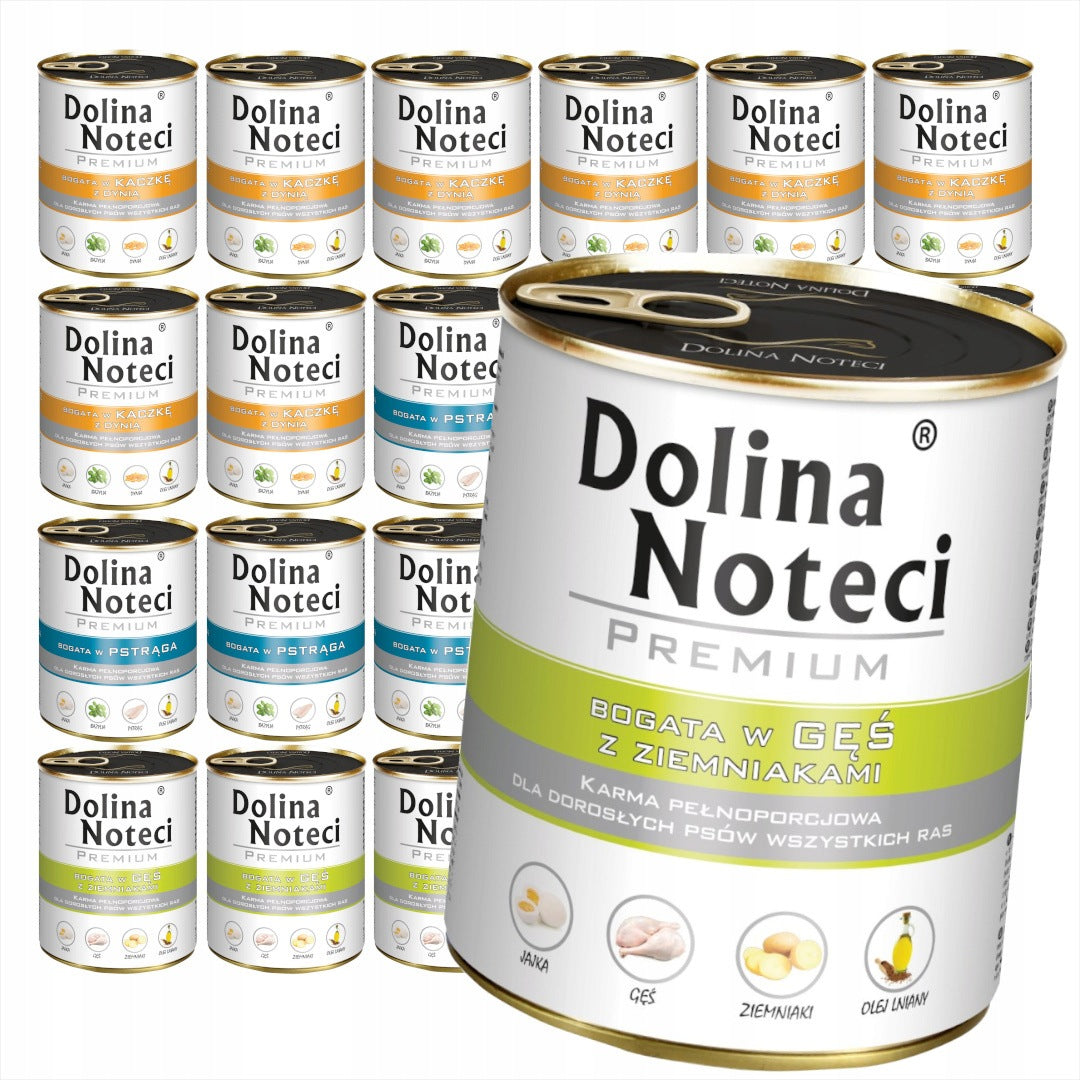Dolina Noteci Premium mokra karma dla psa 24 x 800 g – mix 3 smaków w puszkach