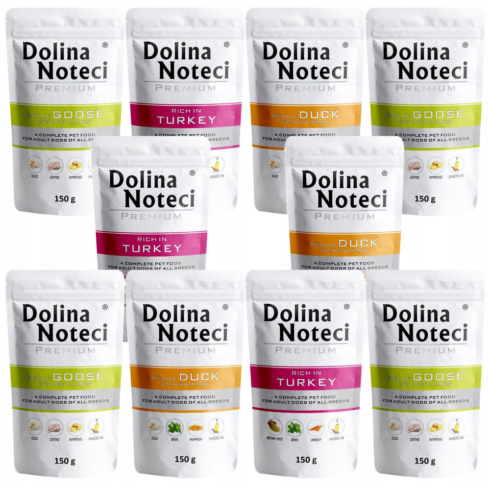 Dolina Noteci Premium mokra karma dla psa bezzbożowa 10x150 g – mix smaków, saszetki
