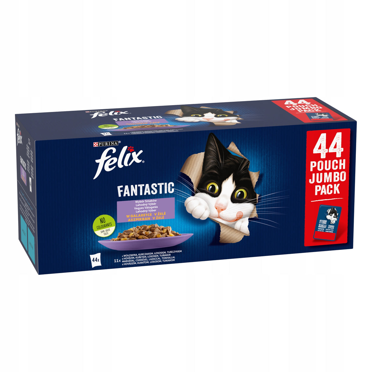 Felix Fantastic mokra karma dla kota w galaretce 44x85 g – mix smaków, saszetki