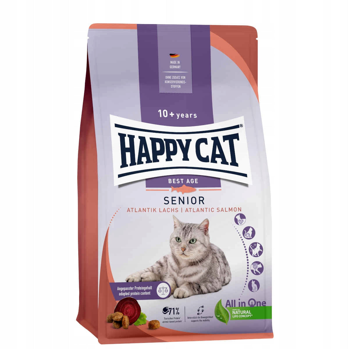 Happy Cat Senior Atlantik-Lachs sucha karma dla starszego kota 1,3 kg – łosoś