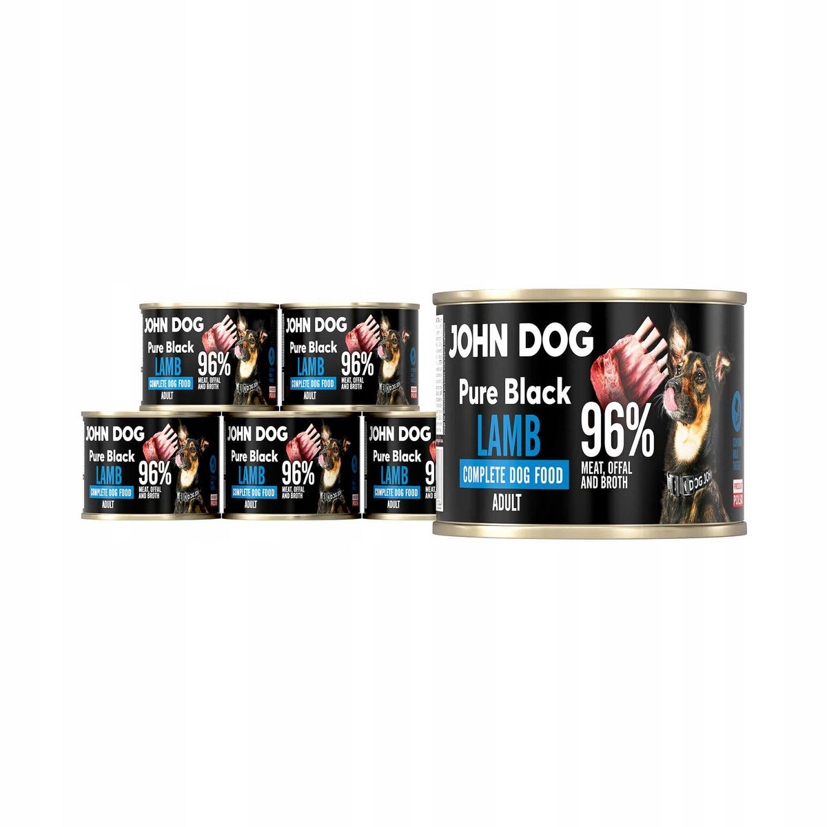 John Dog Pure Black mokra karma dla psa z jagnięciną 6x200 g – bezzbożowa, monobiałkowa