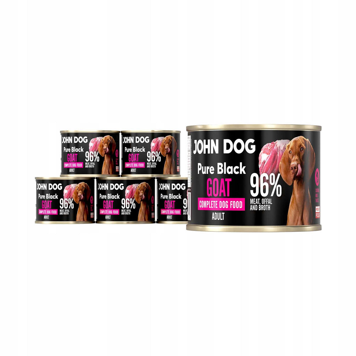 John Dog Pure Black karma mokra dla psa z koziną 6x200 g – bezzbożowa, monobiałkowa