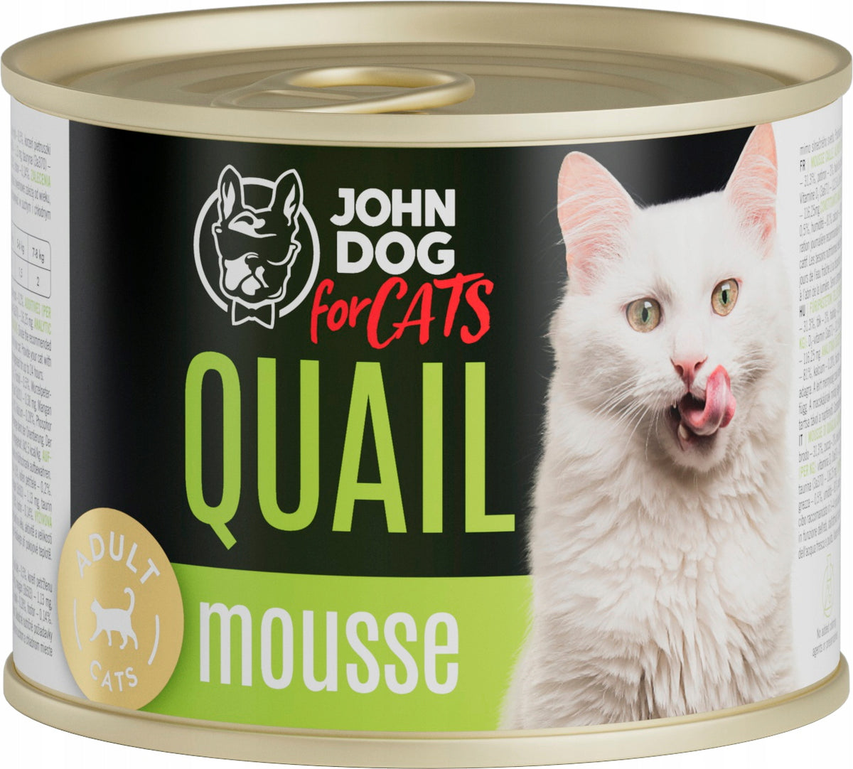 John Dog for Cats mokra karma dla kota mus z przepiórką 12x200 g – bezzbożowa, puszki
