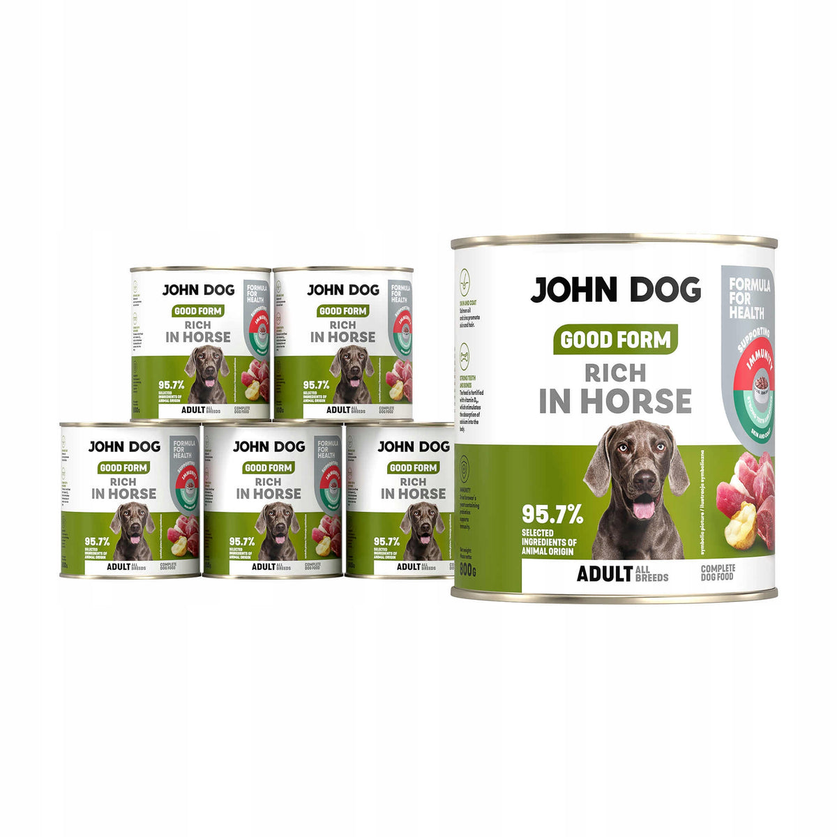 John Dog Good Form karma mokra dla psa z koniną 6x800 g – bezzbożowa, bez kurczaka
