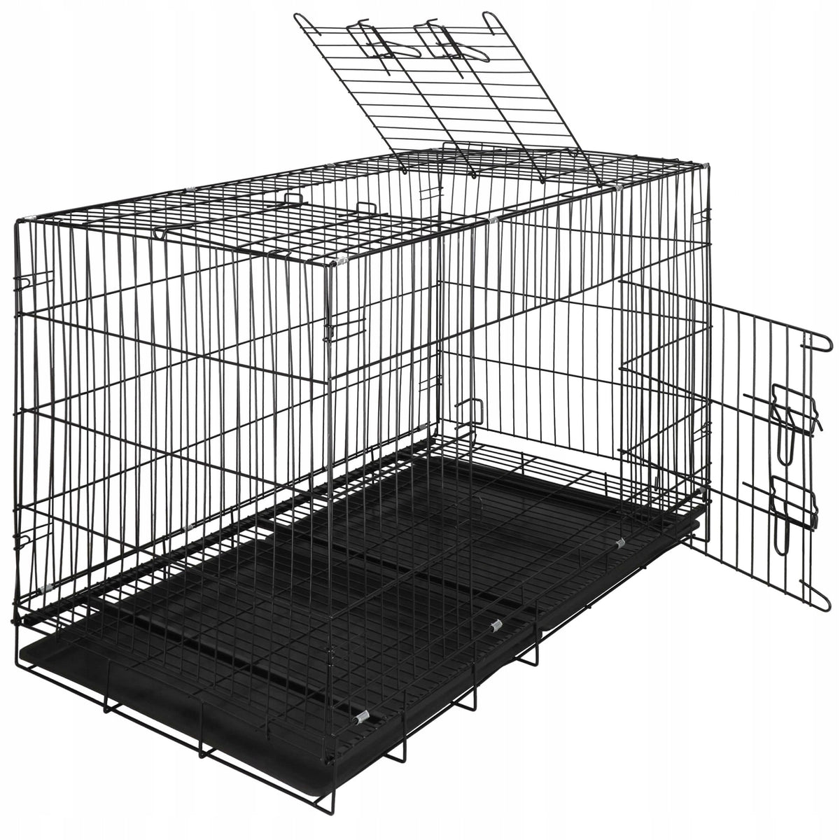 Springos Klatka dla psa metalowa 100 x 70 x 60 cm składana z 2 tackami i 2 drzwiczkami
