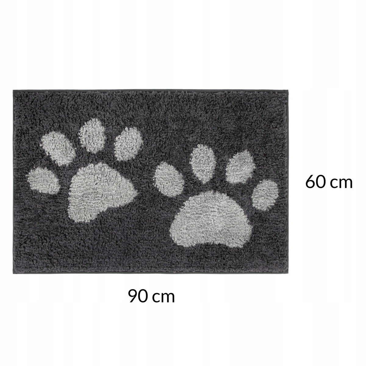 Mata dla psa i kota 60 × 90 cm chłonna, antypoślizgowa, z poliestru – szara