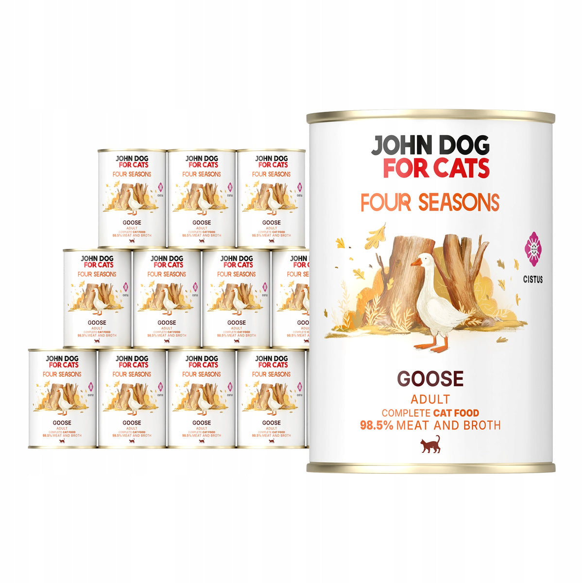 John Dog for Cats Monobiałkowa karma mokra dla kota z gęsią 12x400 g – bezzbożowa