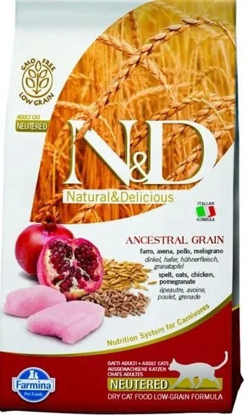 Farmina N&D Ancestral Grain Neutered sucha karma dla kota sterylizowanego 1,5 kg – kurczak