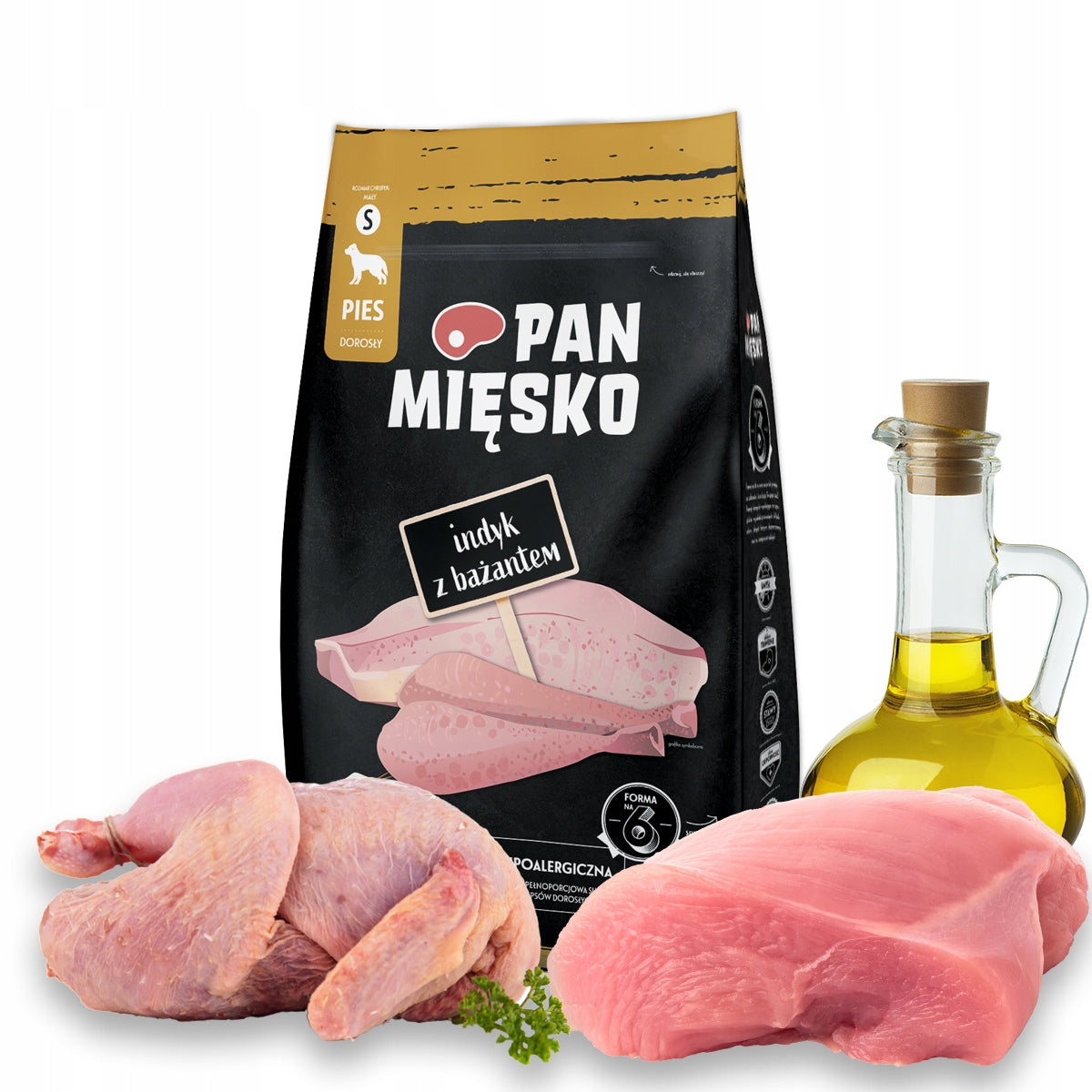 Pan Mięsko sucha karma dla psa indyk z bażantem 3 kg – chrupki S dla małych ras