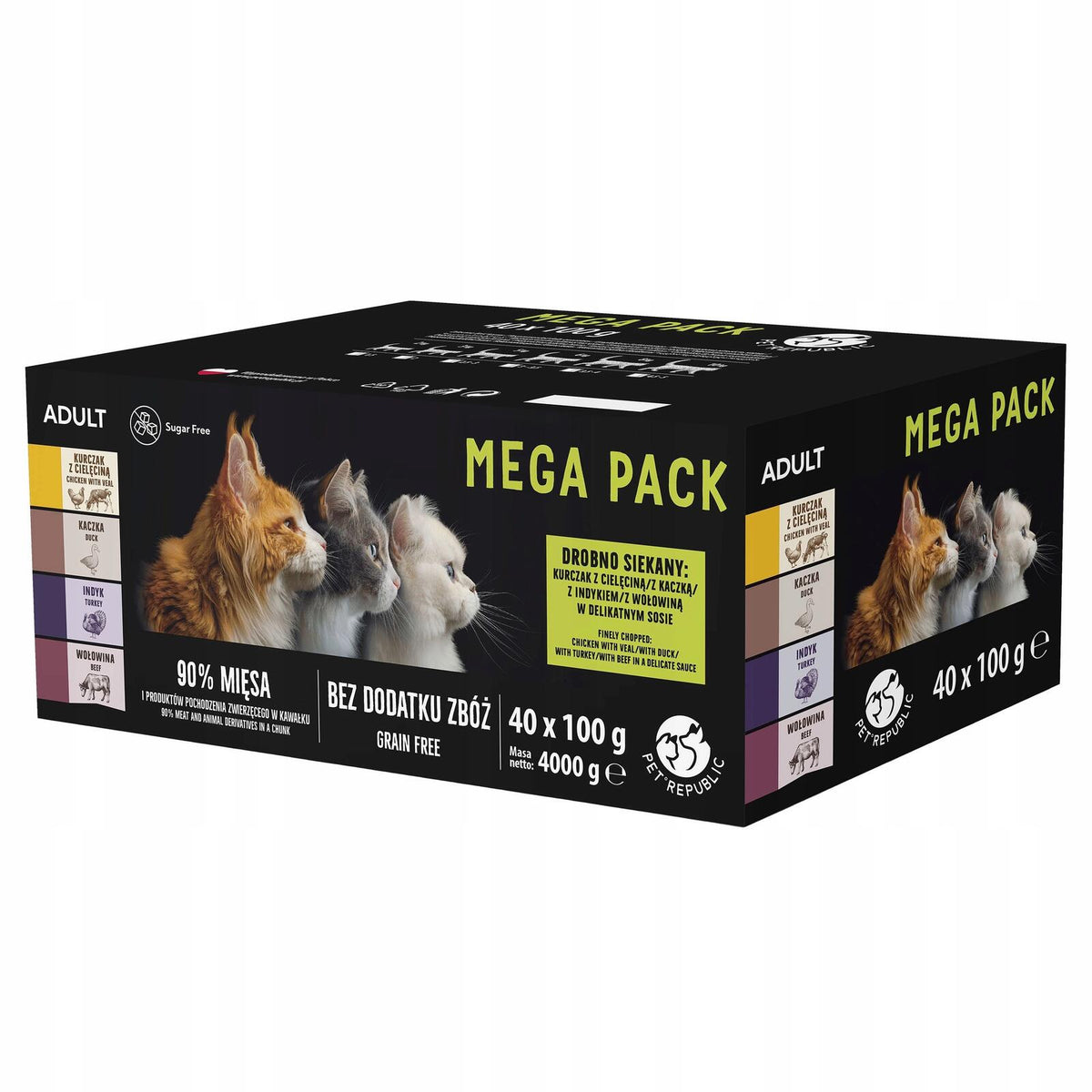 Pet Republic karma mokra dla kota 40 x 100 g – bezzbożowa, saszetki, mix 4 smaków