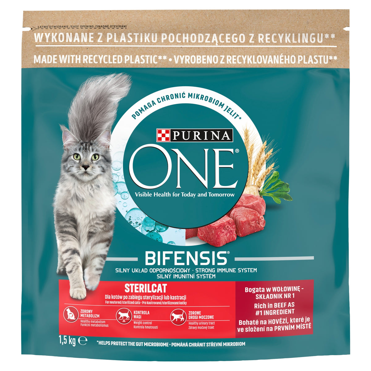Purina ONE Bifensis karma sucha dla kotów sterylizowanych z wołowiną 1,5 kg – Sterilcat
