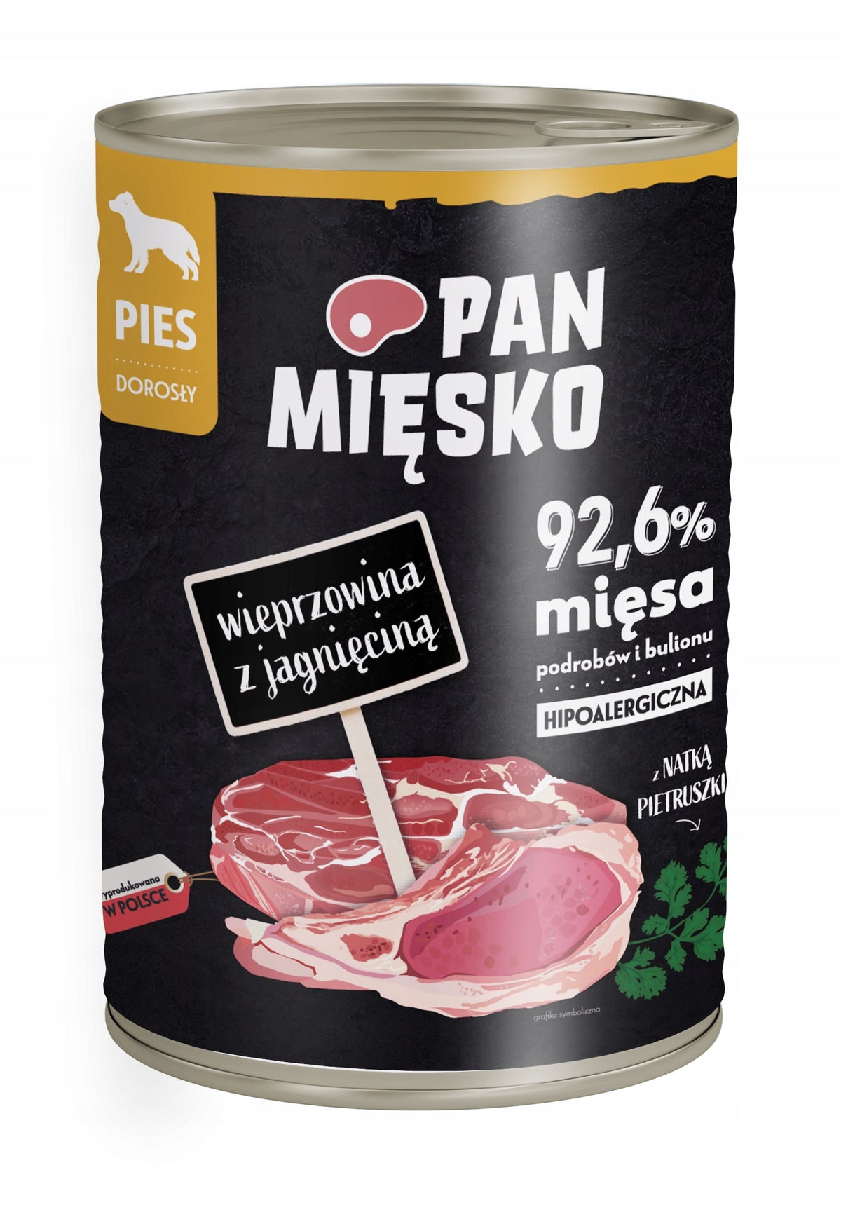 Pan Mięsko karma mokra dla psa bezzbożowa 400 g – puszka, wieprzowina z jagnięciną