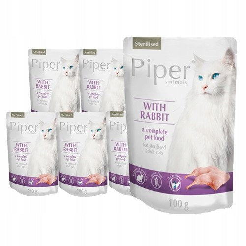 Piper Animals Sterilised mokra karma dla kota z królikiem 10x100 g – bezzbożowa, saszetki