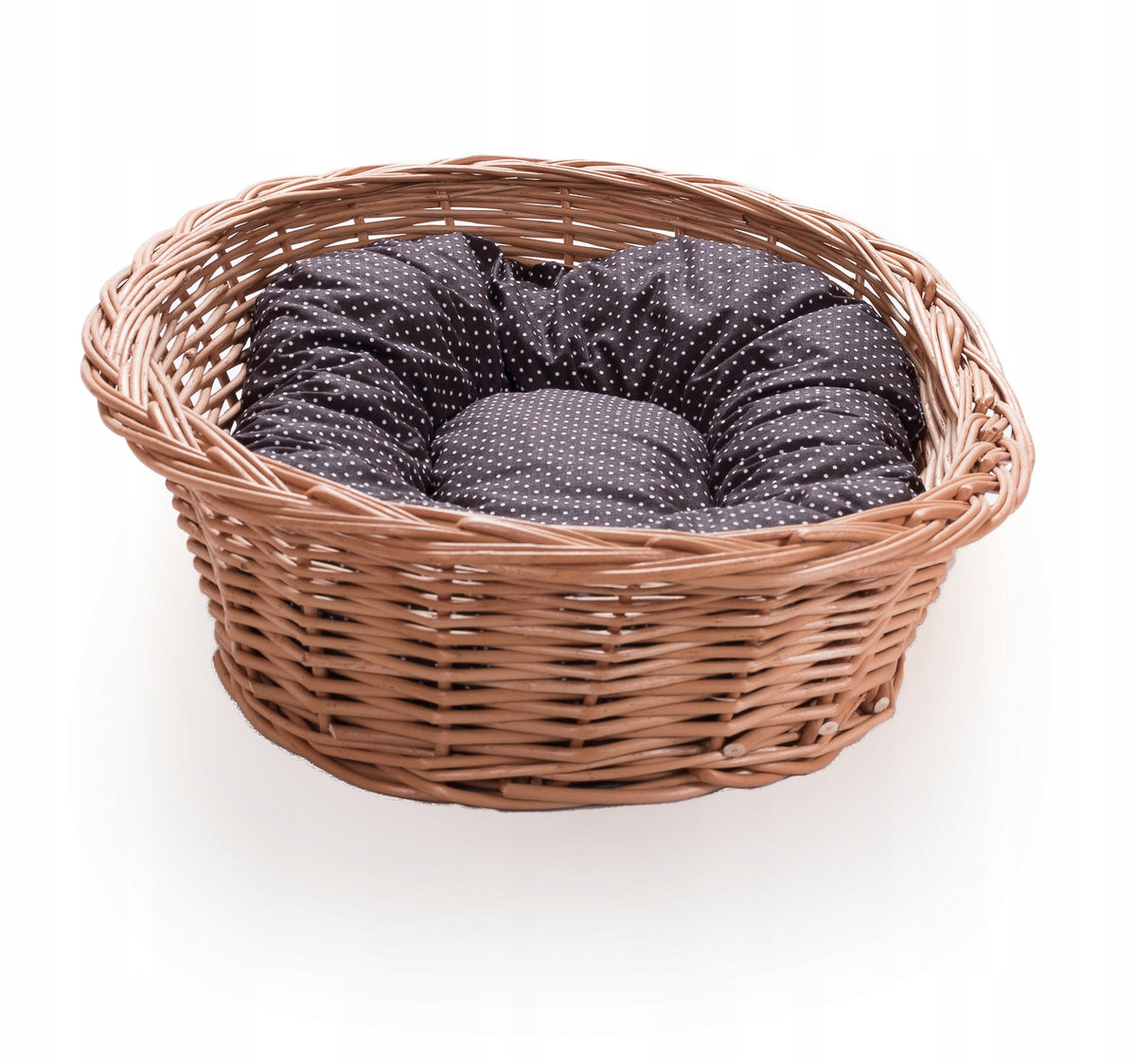 Wiklinowy Świat legowisko dla psa wiklinowe owalne 75 cm z poduszką – rozmiar M, brązowe