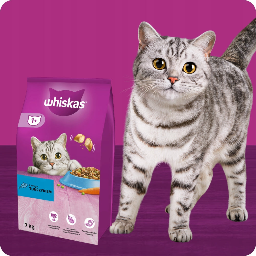 Whiskas Adult sucha karma dla kota z tuńczykiem 7 kg – dla dorosłych kotów, z tauryną