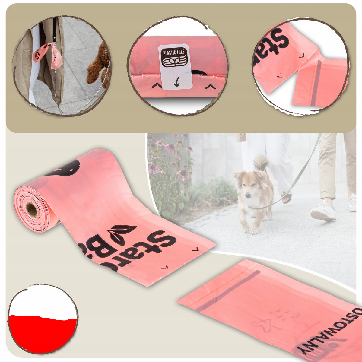 StarchBag biodegradowalne worki na psie odchody 165 szt. – 11 rolek, 21 x 32 cm, różowe