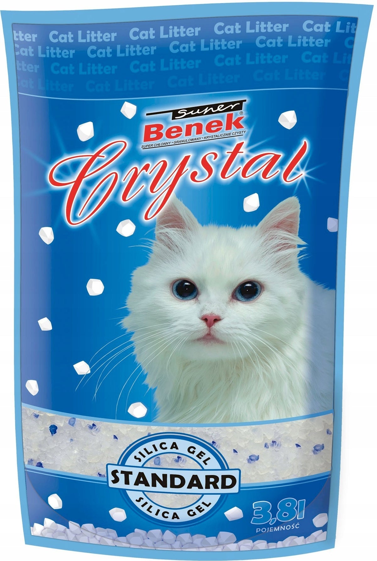 Super Benek Crystal żwirek silikonowy dla kota 4 x 3,8 l, niezbrylający – naturalny