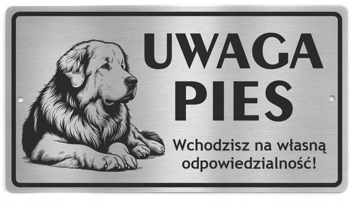 Axis Tabliczka uwaga pies owczarek podhalański 22 x 12 cm – stal nierdzewna, grawer laserowy