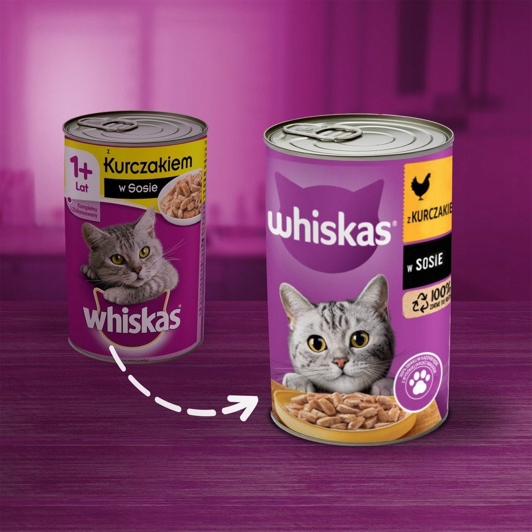 Whiskas mokra karma dla kota dorosłego z kurczakiem w sosie, puszka 10x400 g