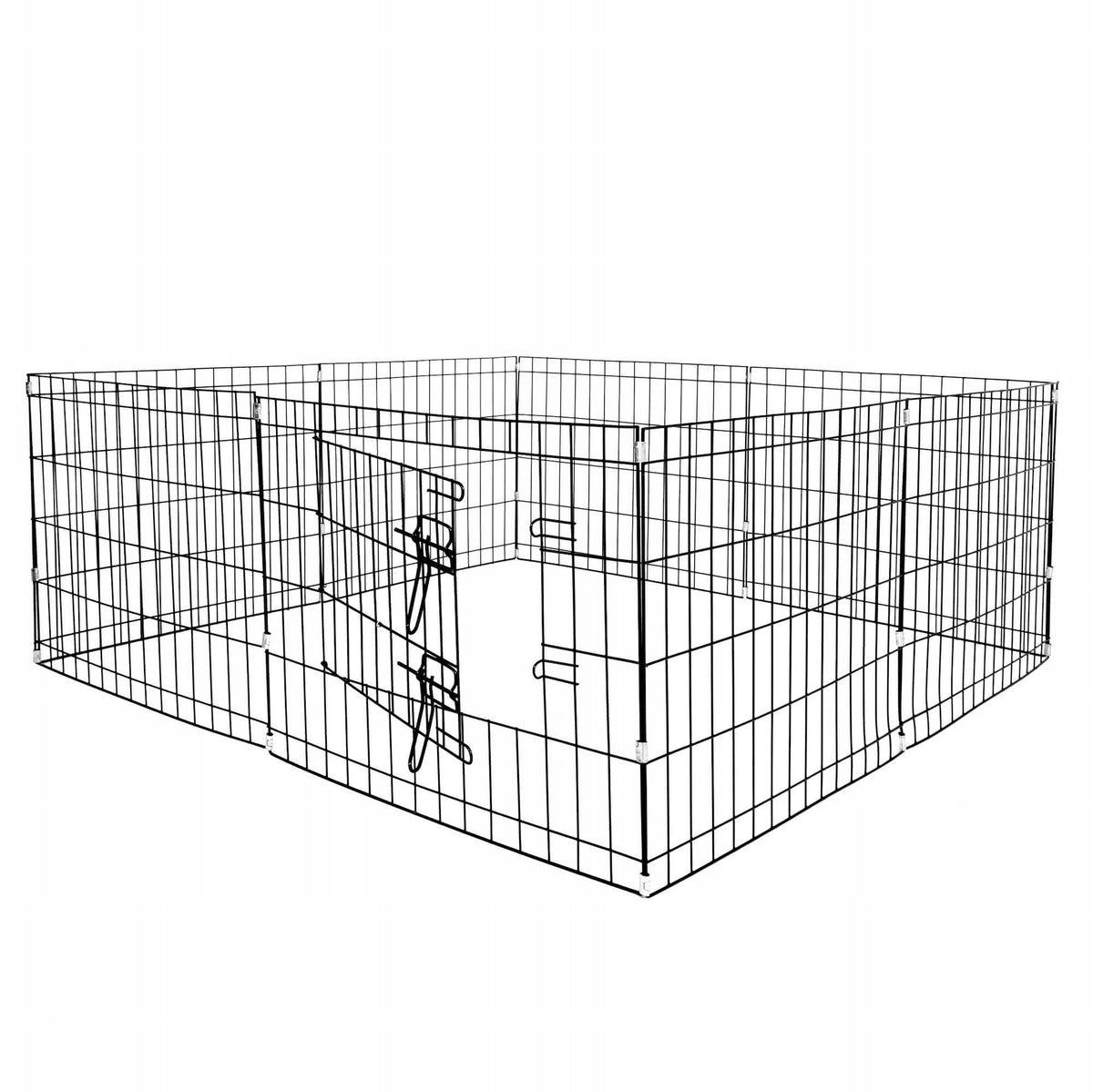 Springos Kojec dla psa metalowy 160 x 160 x 60 cm, 8 ścianek z bramką – czarny