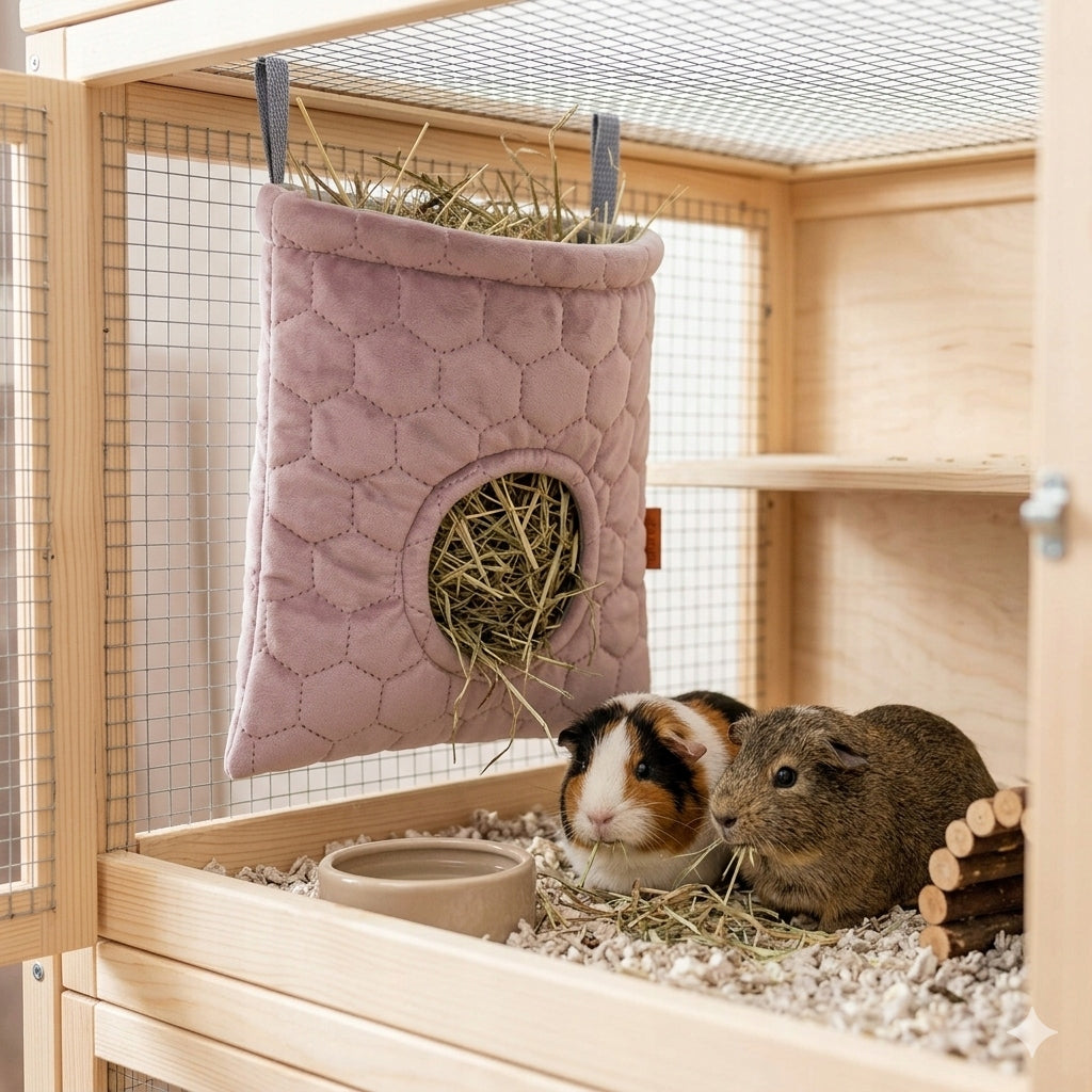 Ukory Paśnik na siano materiałowy 24x24 cm wiszący dla królika, świnki morskiej i szynszyli