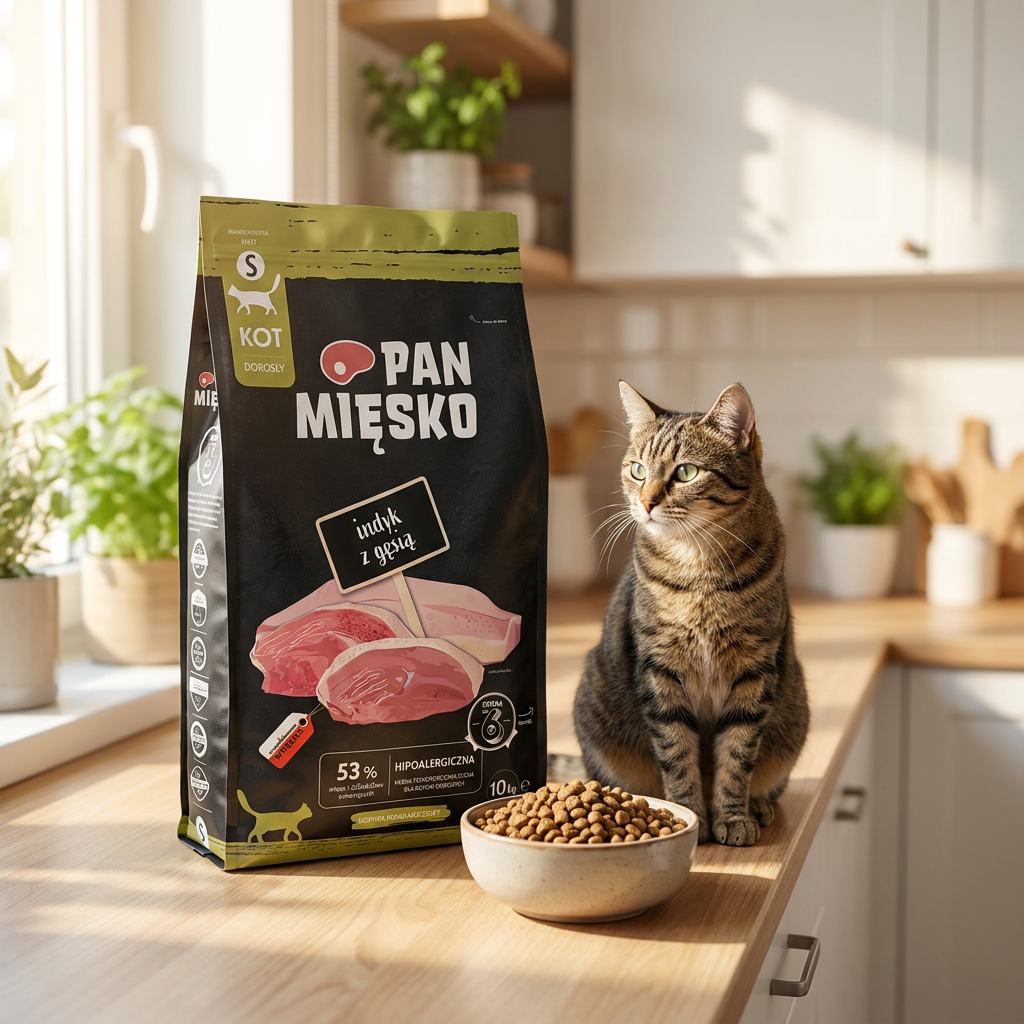 Pan Mięsko sucha karma dla kota bezzbożowa 10 kg – indyk z gęsią, chrupki S