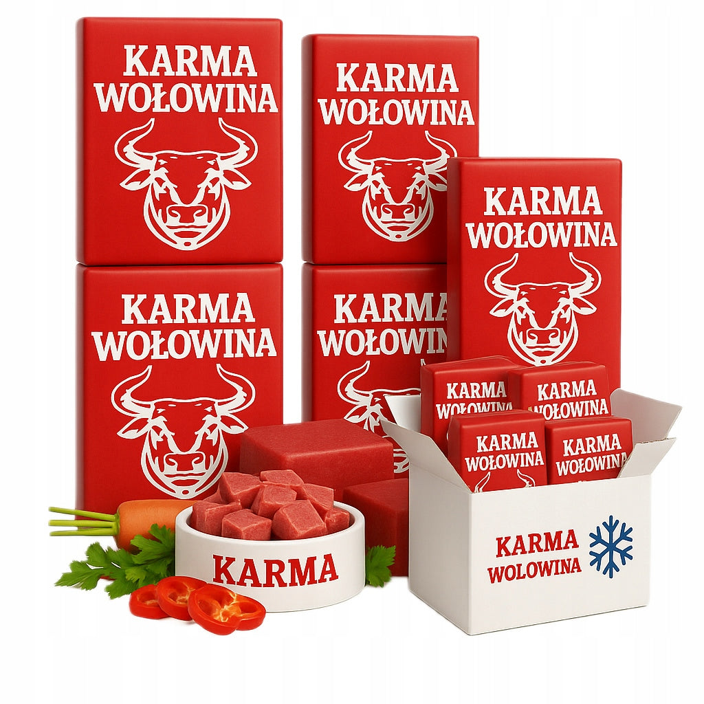 Mrożone mięso wołowe z kością dla psa BARF 10 kg (40 x 250 g) – bezzbożowe