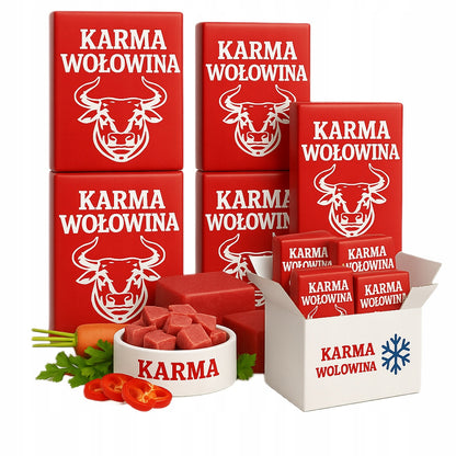Mrożone mięso wołowe z kością dla psa BARF 10 kg (40 x 250 g) – bezzbożowe