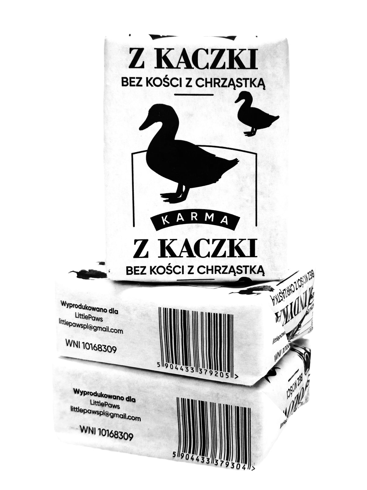 Little Paws mrożone mięso dla psa z kaczki bez kości 10 kg – BARF, 40 x 250 g