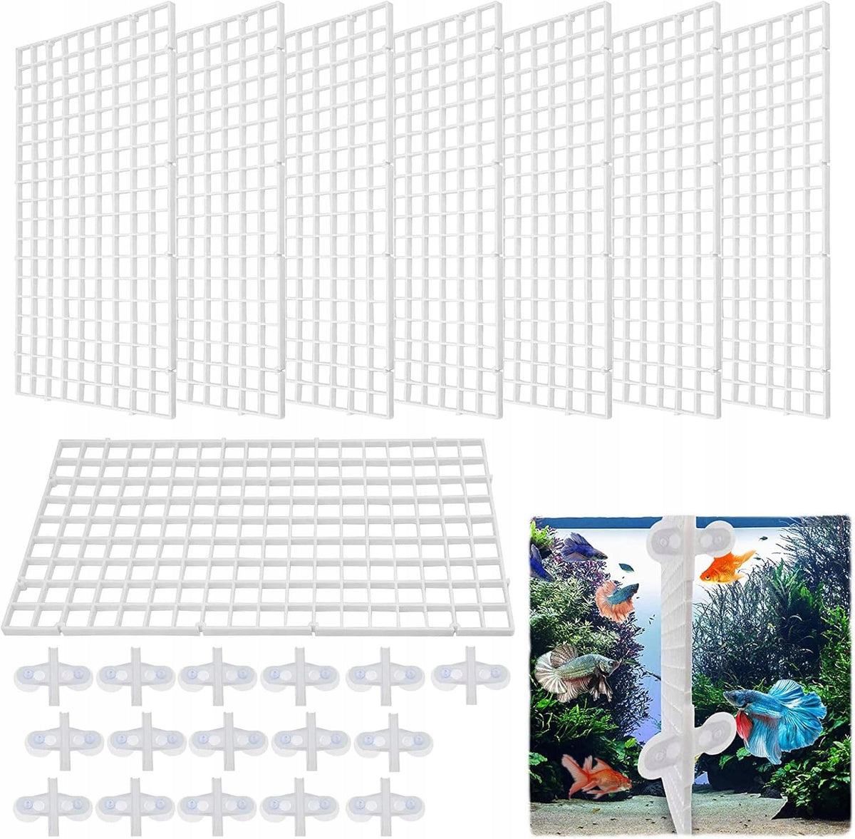 Przegroda do akwarium 30 x 15 cm, zestaw 10 kratek do oddzielania ryb – biała