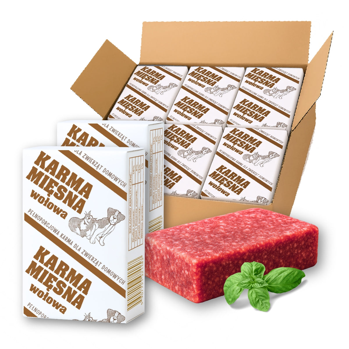Mięso mrożone dla psa BARF wołowina 10 kg – 40 kostek po 250 g, bezzbożowe