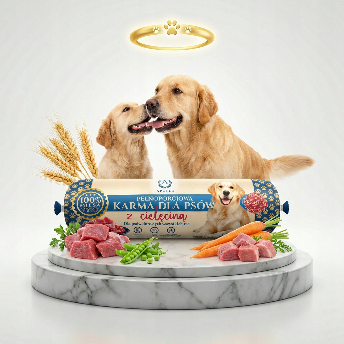 Apollo Mokra karma dla psa w batonie 10 x 1 kg – 100% mięsa, bez zbóż, cielęcina