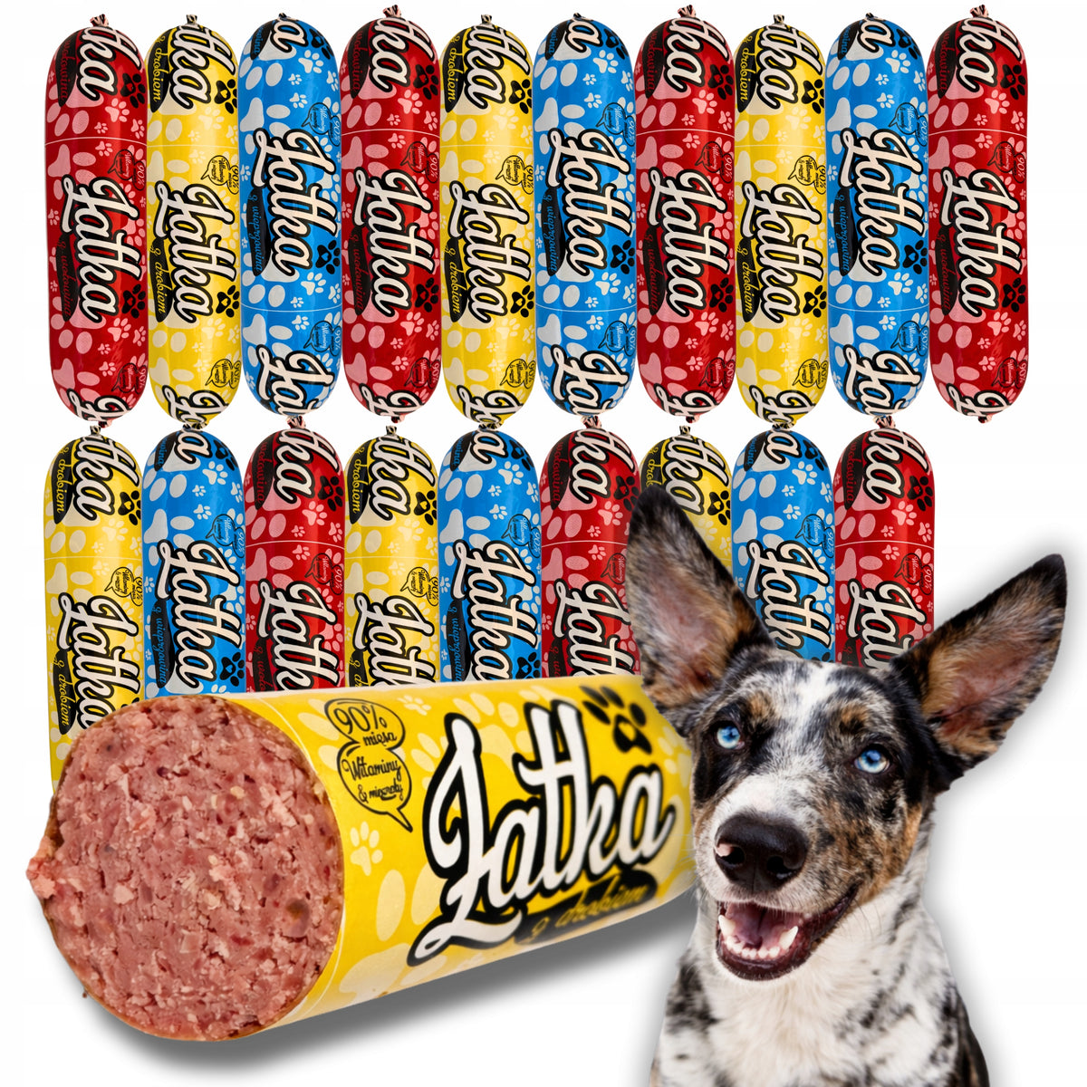 Karma mokra dla psa w batonach 19 x 1 kg – 90% mięsa, bez konserwantów, mix smaków