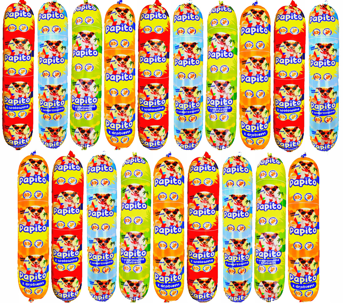 Papito Mokra karma dla psa w batonie 19 x 1 kg, 83% mięsa, dla wszystkich ras – mix smaków