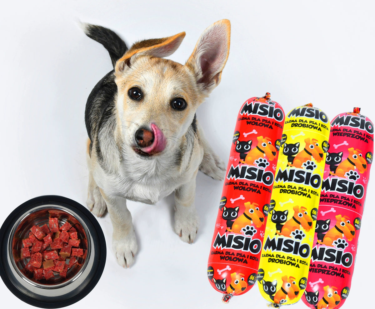 Misio Karma mokra dla psa w batonie 83% mięsa – zestaw 19 x 1 kg, mix smaków