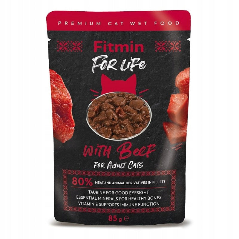 Fitmin Mokra karma dla kota 20 x 85 g – fileciki w sosie, dla dorosłych kotów, mix smaków