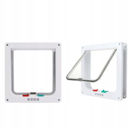 Drzwiczki wahadłowe dla kota i małego psa 23,5 x 25 cm z zamkiem 4-pozycyjnym – białe