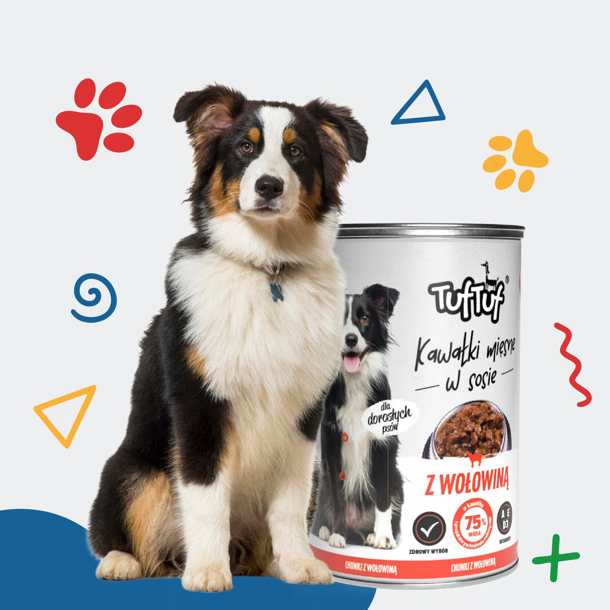 TufTuf mokra karma dla psa z wołowiną 24 x 415 g – kawałki mięsa w sosie, puszka