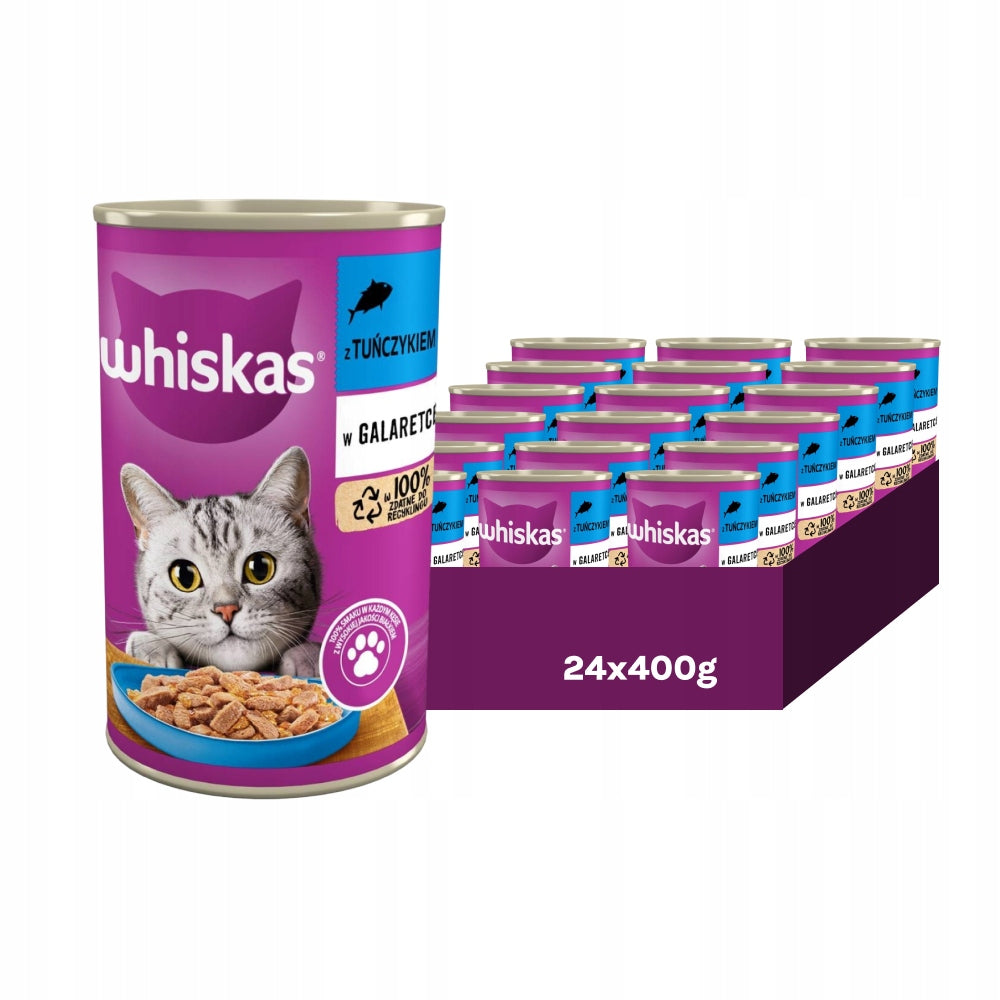 Whiskas Adult mokra karma dla kota z tuńczykiem w galaretce 24 x 400 g – puszka